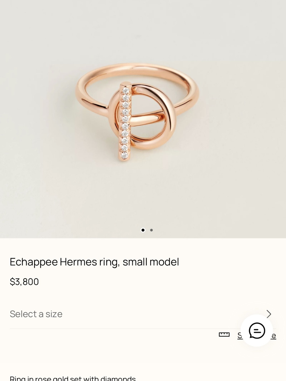Echappee Rose Gold Diamond Knot Ring - Small